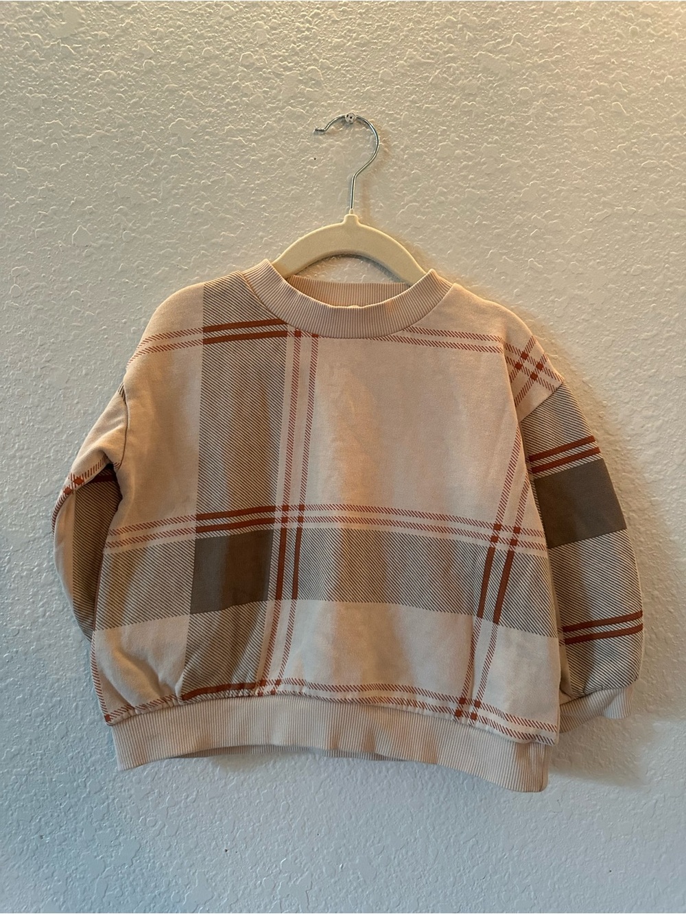 H&M // Beige Plaid Crew Sweater - Neutral Tones